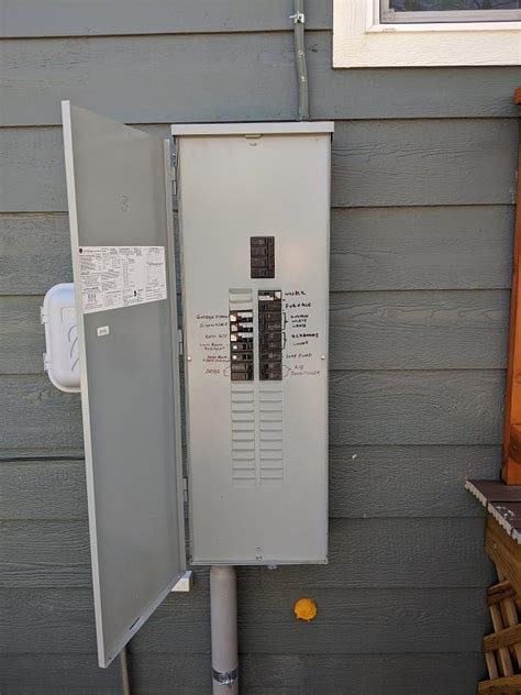 electrical box on outside of house|outside breaker box with main.